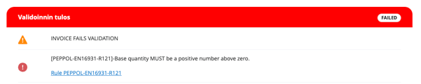 Validoinnin tulos (ERROR)
